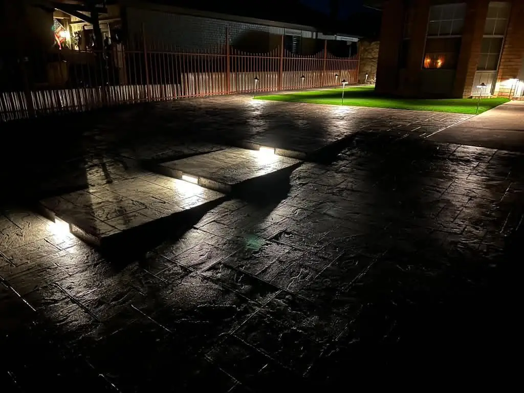 Stamped concrete at night